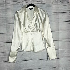 Y2K Satin dress shirt, size small, stretch NWT